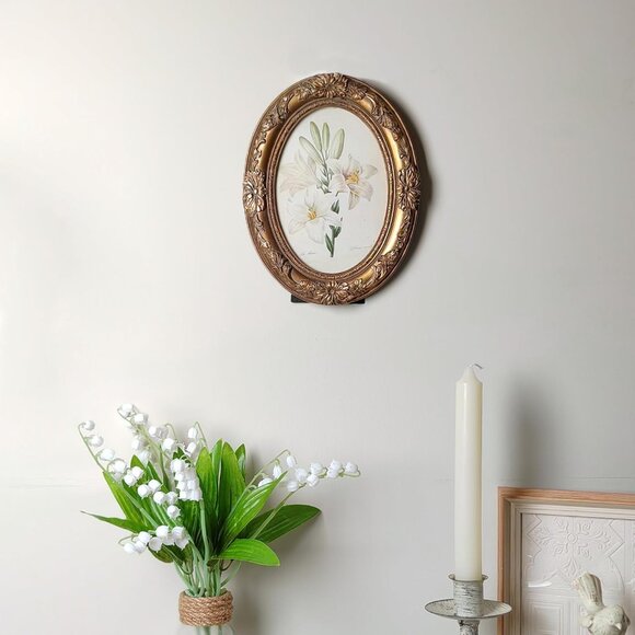 4x6 Oval Bronze Antique Ornate Picture Frames With Embossed Flower Wall Decor - Picture 6 of 9